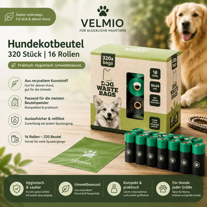Hundekotbeutel – 320 Stück | 16 Rollen