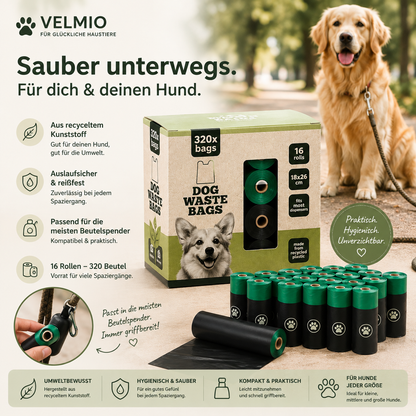 Hundekotbeutel – 320 Stück | 16 Rollen