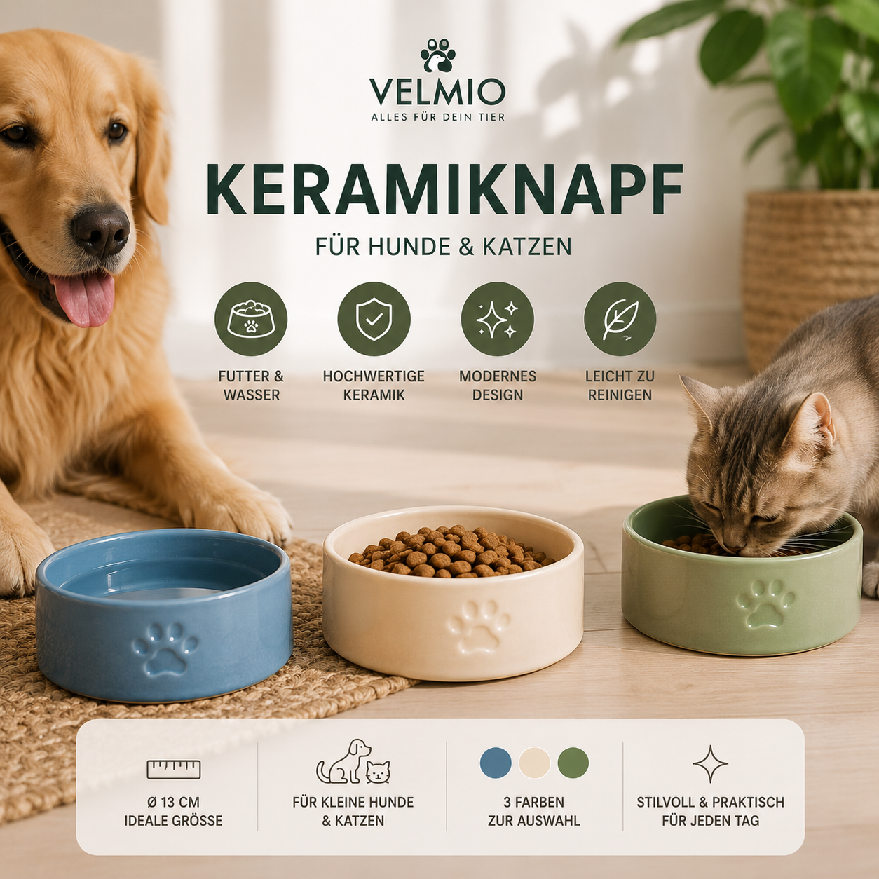 Keramiknapf für Hunde & Katzen | Ø 13 cm