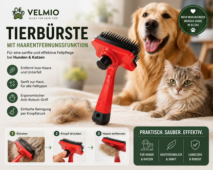 Tierbürste mit Haarentfernungsfunktion | Fellpflege für Hunde & Katzen