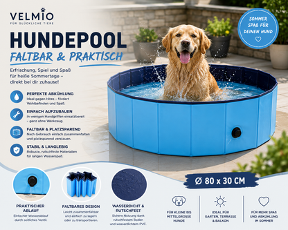 VELMIO Hundepool – Faltbares Planschbecken Ø 80 × 30 cm 🐶💦